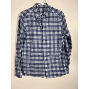 Vineyard Vines Mens On-The-Go Performance Plaid Shirt Blue Pink Small brrr Tech